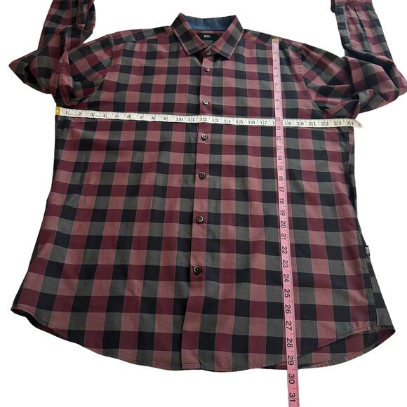 Men's BOSS Hugo Boss Red Gray Lando Checked Button Up Regular Fit Cotton Shirt L - Picture 11 of 11